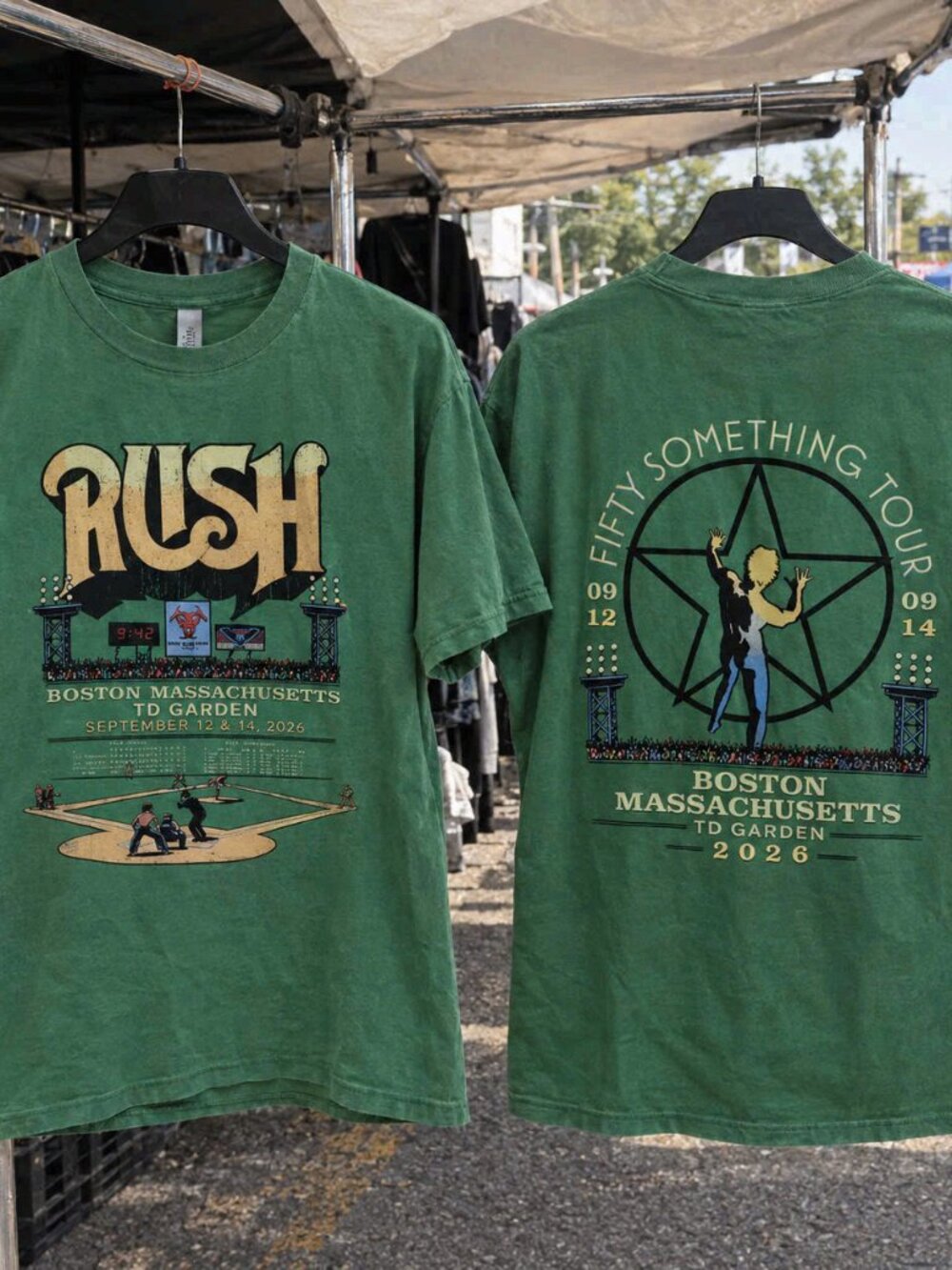 Ruck Fifty Something Tour Bostin TD Garden 2026 Band Graphic T-Shirt Green